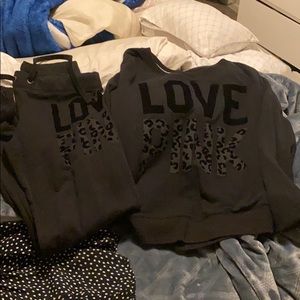 Pink sweat pants and sweater size small SET